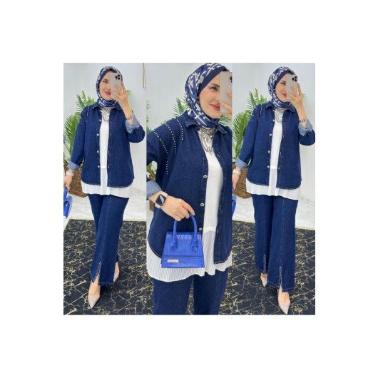 Trousers Jacket Soft Denim Two Piece Set