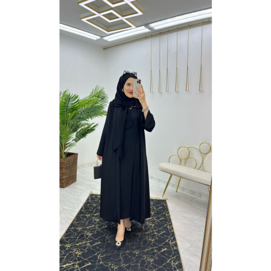 Dubai Crepe Fabric Inner Dress And Outer Coat Two Piece Women's Set