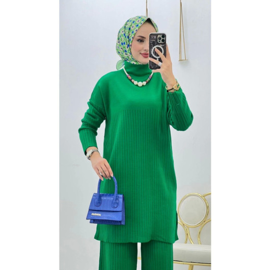 Green Tunic And Tricot Pants Set