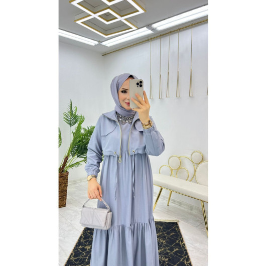 Summer Long Hijab Women's Dress With Pocket