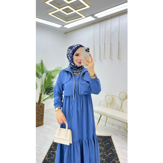 Summer Long Hijab Women's Dress With Pocket