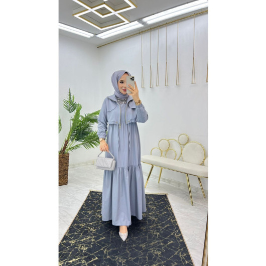 Summer Long Hijab Women's Dress With Pocket