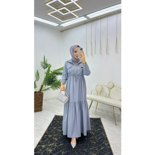 Summer Long Hijab Women's Dress With Pocket