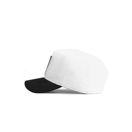 Unisex White Black Peaked Hat With Number 7 Code Logo