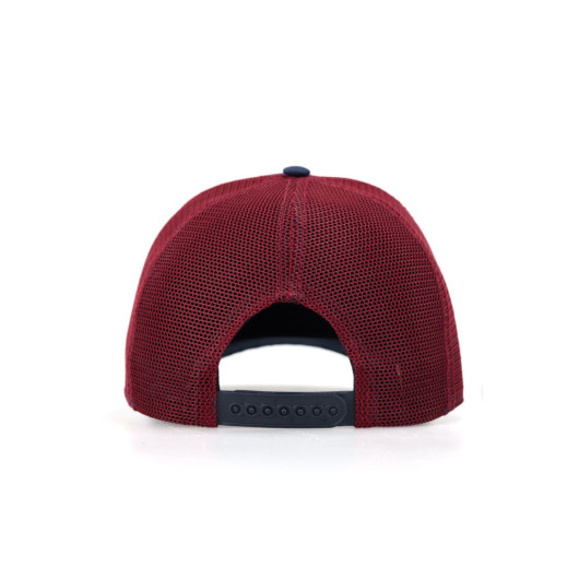 See You Later Never Code Logo Unisex Navy Blue Burgundy Hat