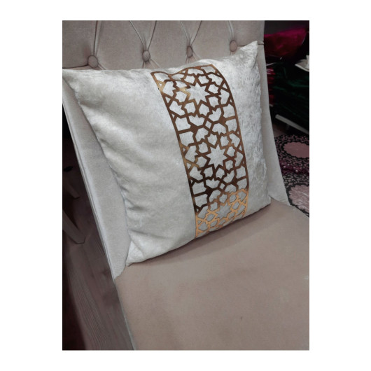 2 Pieces Decorative Velvet Cushion Cover Cream Color