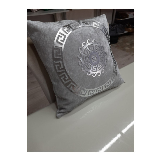 2 Pieces Decorative Velvet Cushion Cover, Gray Silver Color