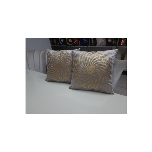 2 Pieces Decorative Velvet Cushion Cover Mink Gold Color