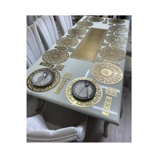 Decorative Easy Clean Gold Color Table Runner Set 37 Piece