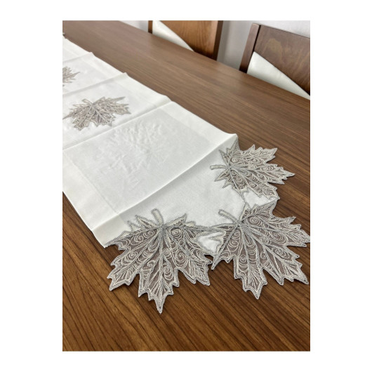 Silver Gray Lace 1 Piece Runner 155X36