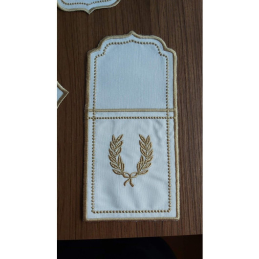 Embroidered Placemat Gold 2 Person 10 Pieces