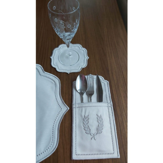 Embroidered Placemat Gold 2 Person 10 Pieces