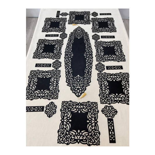 Decorative Table Runner Dinner 8 Persons Set Black