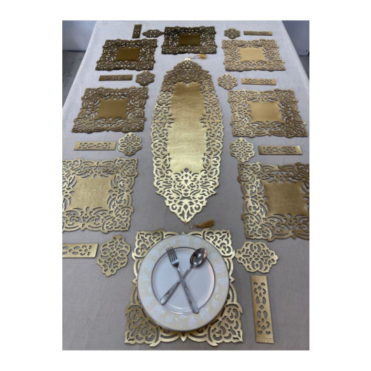 Table Runner Dinner Set 8 Persons Set Gold