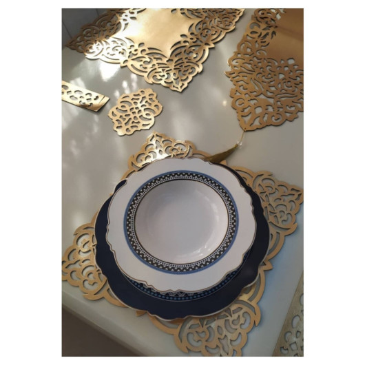 Cutwork Decorative Table Runner Dinner Set 8 Persons Set Gold