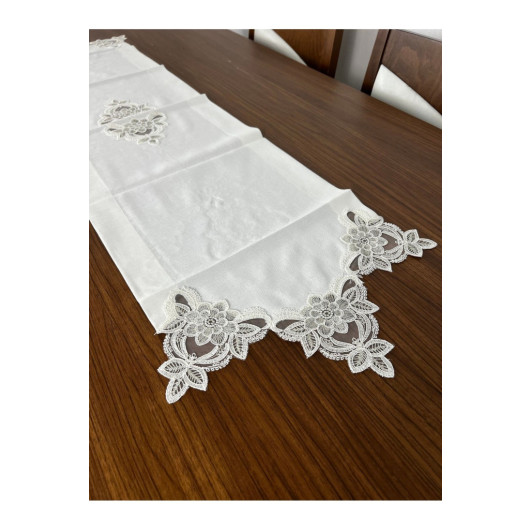 Silver Color Lace Single 1 Piece Runner 124X41 Cm