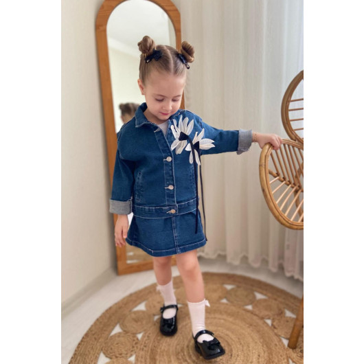 Girl 3 Piece Denim Set Denim 11, 12 Years