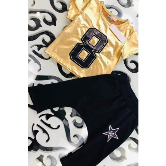 Girl Child 2 Piece Set Gold Black 4 Years Old