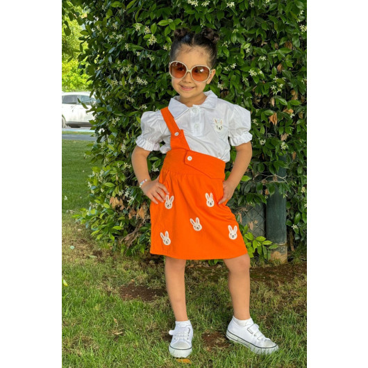 Girl Shirted Gabardine Vest Orange 3, 4 Years