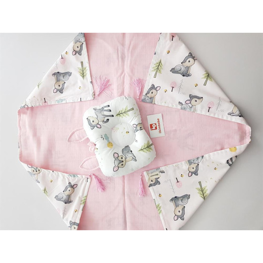 Ceylan Muslin Baby Blanket And Pillow With Ears