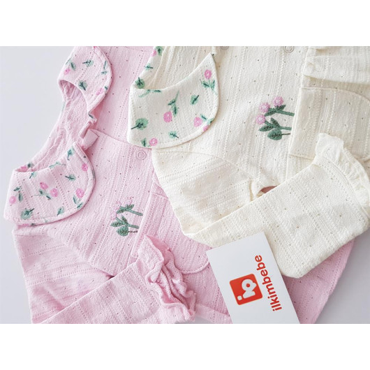 Newborn Baby Girls Floral Embroidered 2 Piece Set