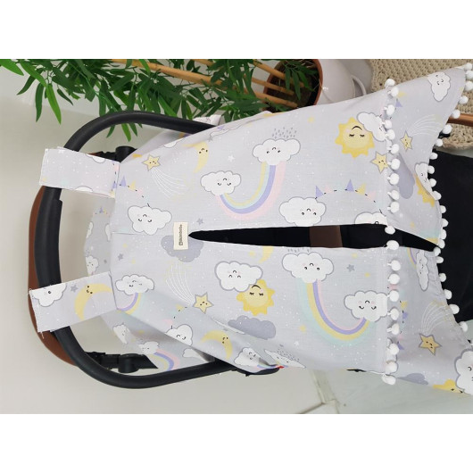 Rainbow Cloud Pompom Stroller Cover