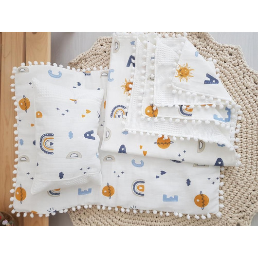 3 Piece Newborn Baby Boy Rainbow Print Bedding Set