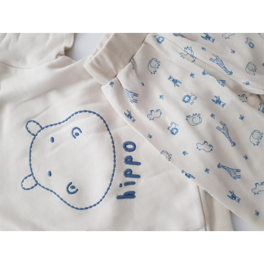 Newborn Boys Hippo 2 Piece Set