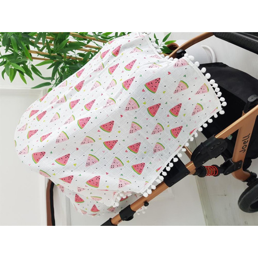 Watermelon Pompom Stroller Cover