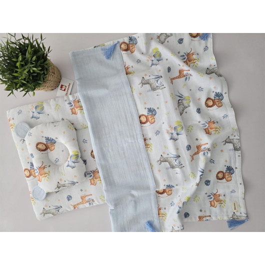 Safari Animals Tassel 3 Piece Diaper Change Set