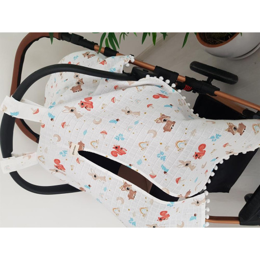 Squirrel Pompom Stroller Cover