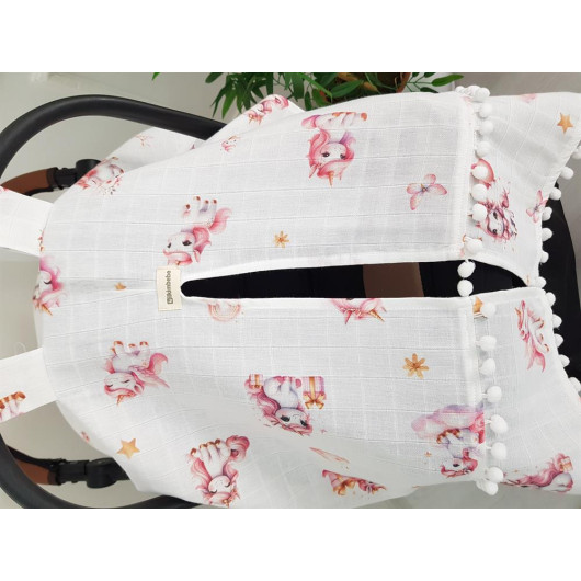 Unicorn Pompom Stroller Cover