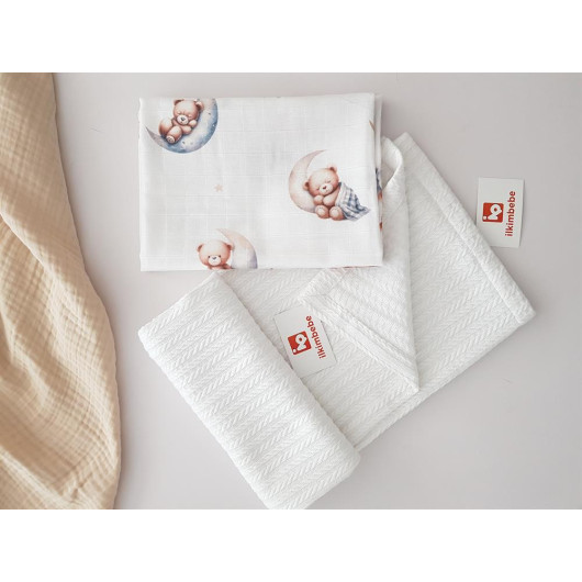 Sleeping Bear Muslin Blanket Set Of 2