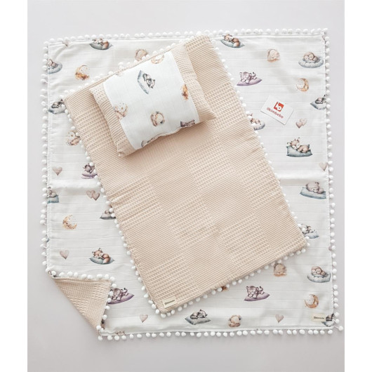 Sleeping Animals Pleated 3 Piece Diaper Cover