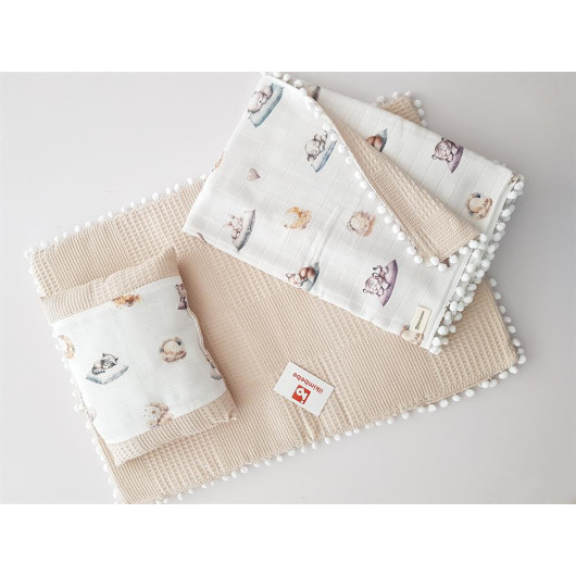 Sleeping Animals Pleated 3 Piece Diaper Cover