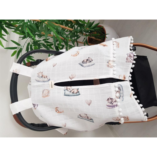 Sleeping Animals Pompom Stroller Cover