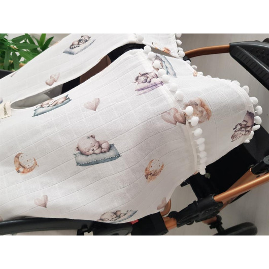 Sleeping Animals Pompom Stroller Cover