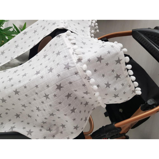 Star Pompom Stroller Cover