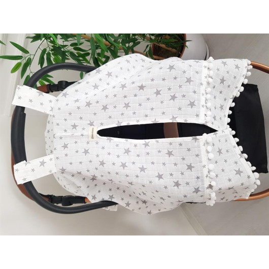 Star Pompom Stroller Cover