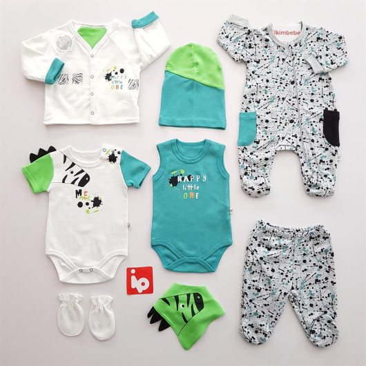 Newborn Baby Boy Zebra Design 8 Pieces Birthing Set