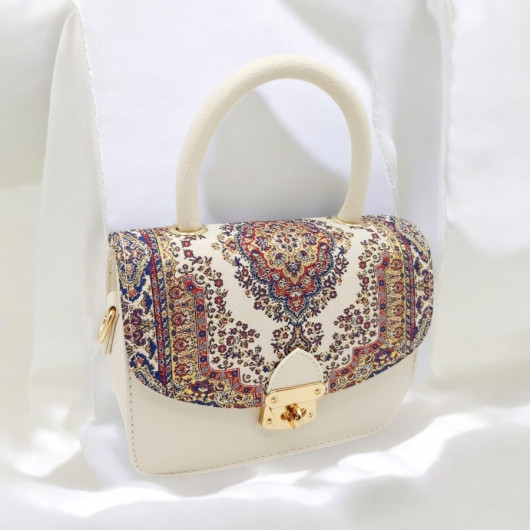 Authentic Woven Handmade Bag Beige Red