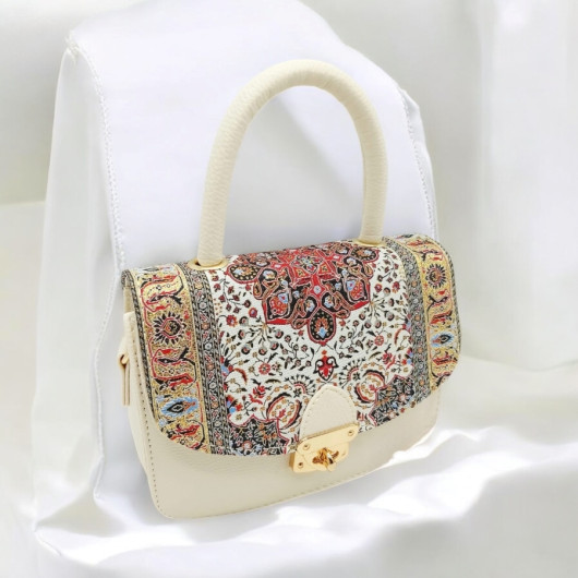 Authentic Woven Handmade Bag White Red