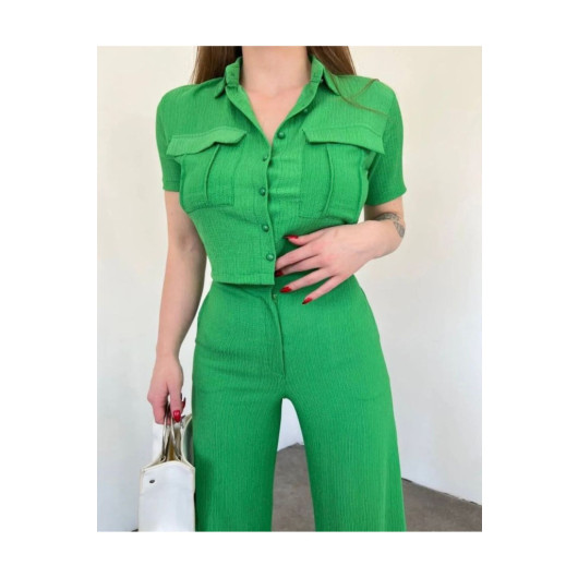 Women Button Detailed Pants Set