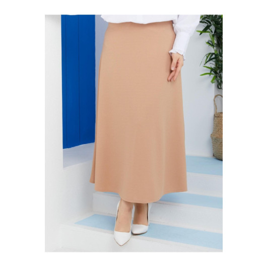 Women Flared Skirt Milky Coffee