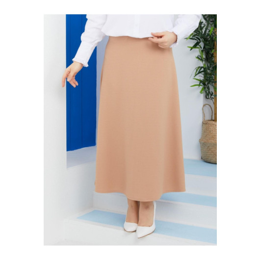 Women Flared Skirt Milky Coffee