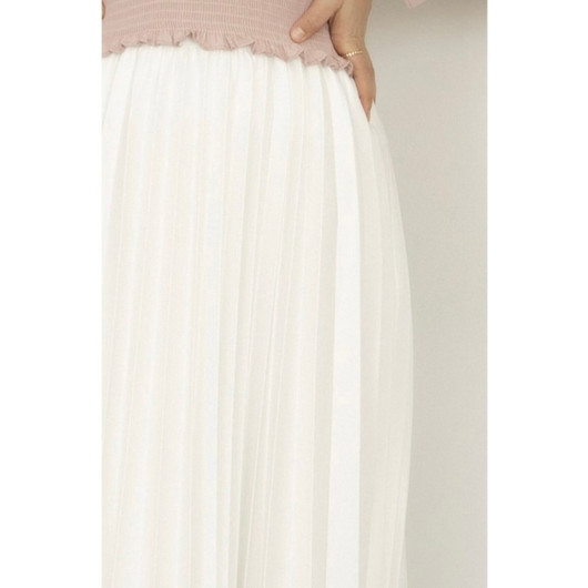 Women Pleated Leather Look Skirt