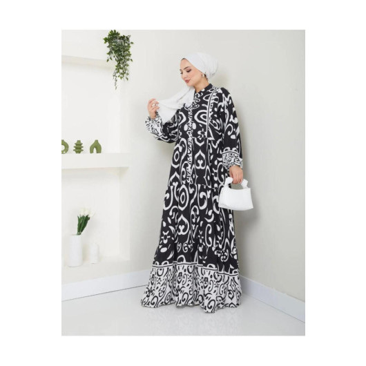 Women Viscose Patterned Hijab Dress