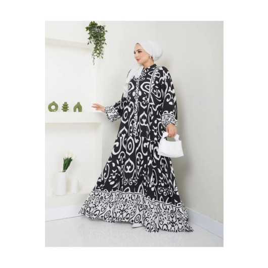 Women Viscose Patterned Hijab Dress