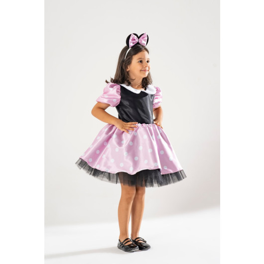 Minnie Mouse Girls Pink Birthday Dress Party Costume