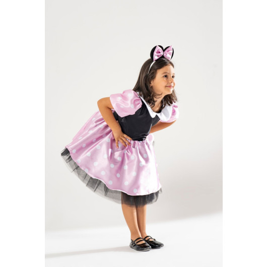 Minnie Mouse Girls Pink Birthday Dress Party Costume